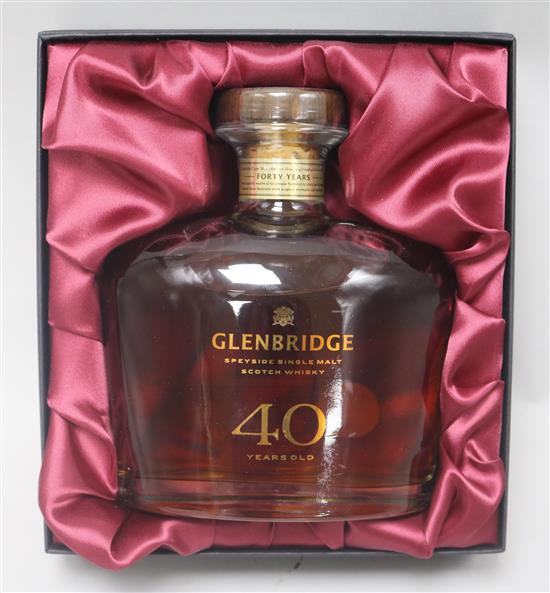 A boxed bottle of Glen Ridge single malt whisky (40 years old)